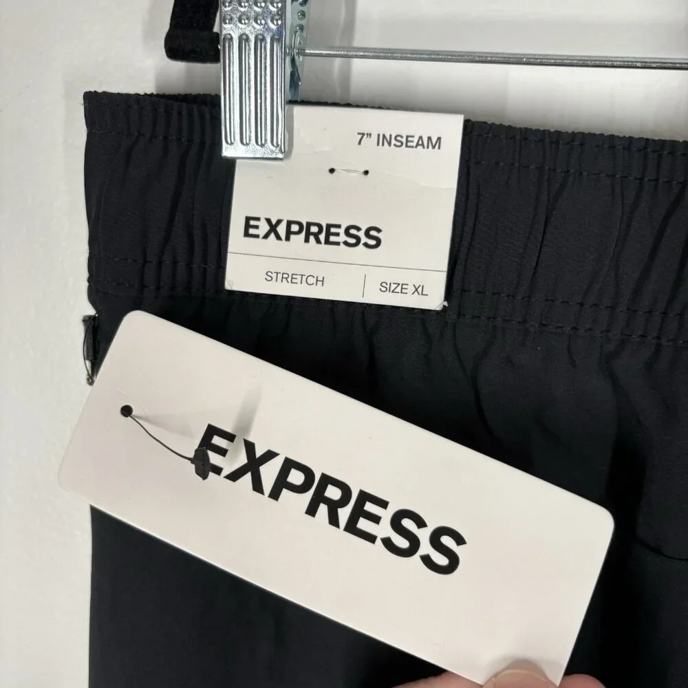 Express Men Sz XL Black Drawstring Elastic Waist Zip Pocket 7